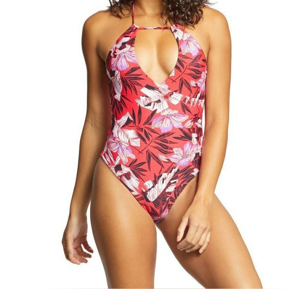 Volcom Red and Black Tropical Swimsuit